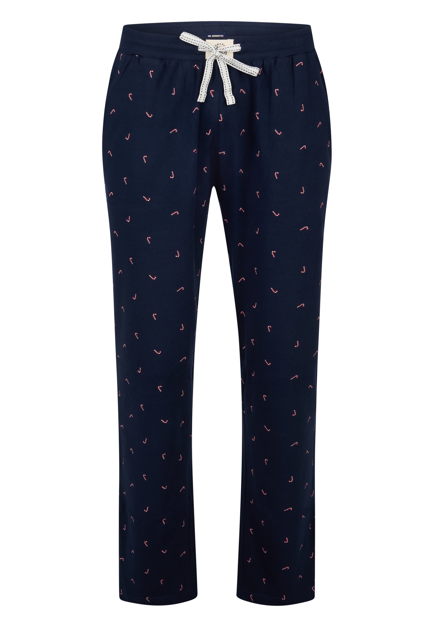 kerst-pyjama-heren-673jtc-1.jpg Happy Shorts Happy Shorts Heren Kerst Pyjama Set Shirt + Broek Grijs/Donkerblauw Zuurstok Print - Afbeelding 1