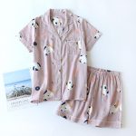 Nieuwe 100% katoen korte mouwen shorts dames pyjama set leuke cartoon pyjama Japanse eenvoudige korte pyjama vrouwen nachtkleding kopen vanaf een prijs van 7.15 | Joom