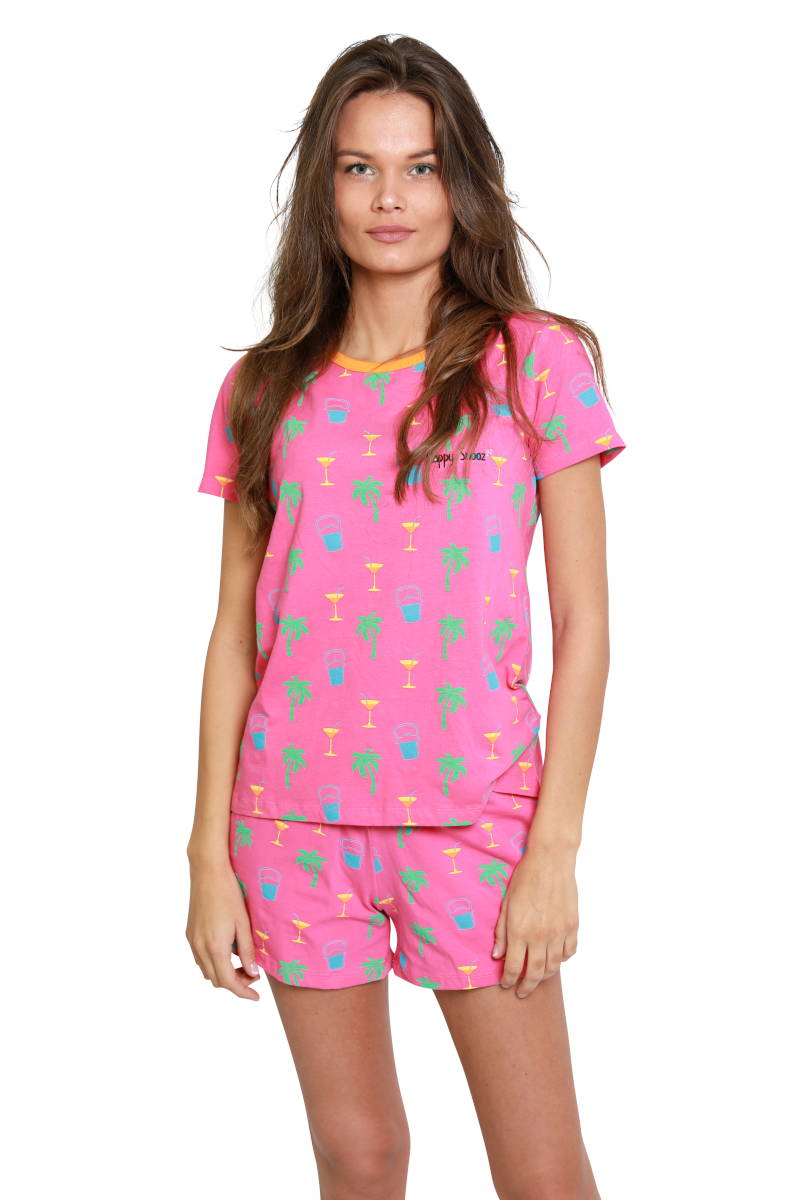 korte-pyjama-dames-937dee-1.jpg Roze shortama dames set van katoen. Koop online je shortama! - Afbeelding 1