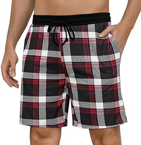 korte-pyjamabroek-heren-226gzh-1.jpg Marvmys Korte pyjamabroek voor heren, geruit, katoen, korte broek, comfortabele elastische pyjamabroek met zakken, S XXL, Stijl A, L : Amazon.nl: ... - Afbeelding 1