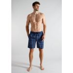 Tom Tailor korte heren pyjama broek, blauw geruit | Superondergoed.nl