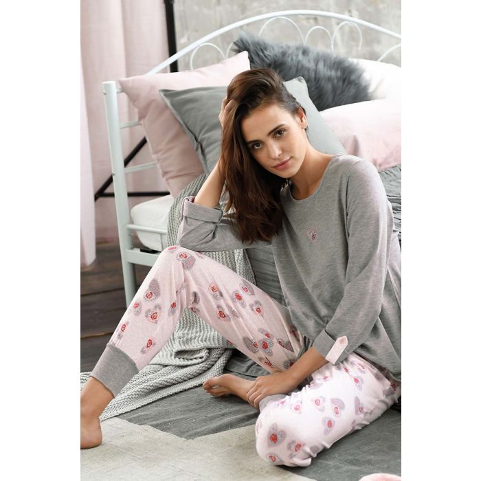 leuke-pyjama-dames-628rwk-1.jpg Grijs roze dames pyjama hartjes | Pyjama webshop | Online de mooiste pyjama's, nachthemden, ondermode en meer - Afbeelding 1
