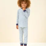 Little Label Pyjama jongens creme blauw gestreept 2Y/86 92 Zachte BIO Katoen Vergelijk prijzen
