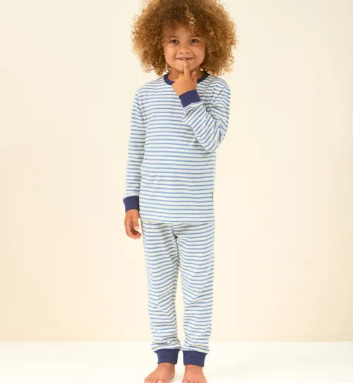 little-label-pyjama-771naf.webp Little Label Pyjama jongens creme blauw gestreept 2Y/86 92 Zachte BIO Katoen Vergelijk prijzen - Afbeelding 1