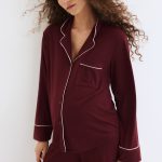 MAMA Pyjama met biesjes Bordeauxrood DAMES | H&M NL