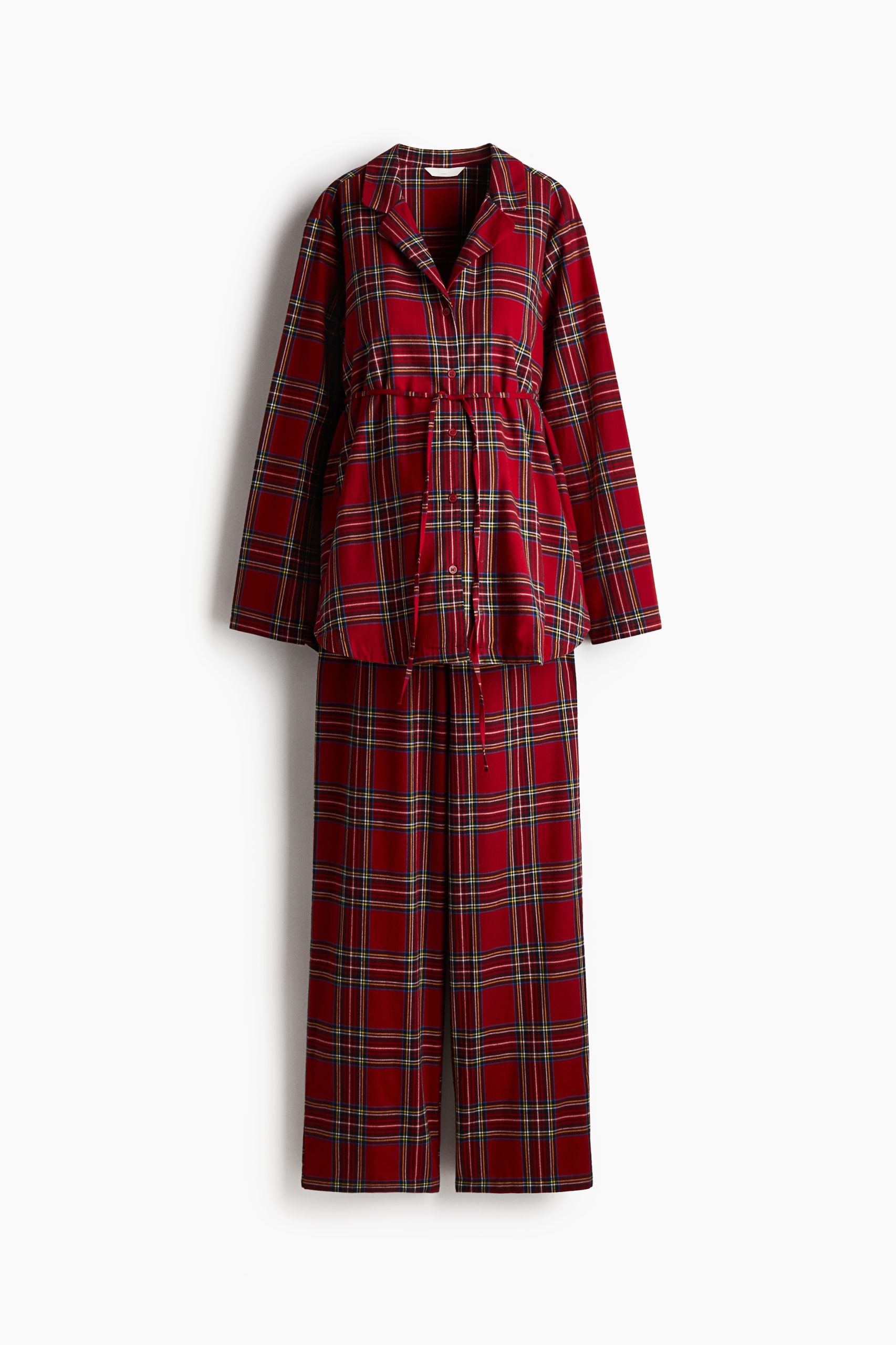mama-pyjama-418hbp-1.jpg MAMA Pyjama van katoenen flanel Donkerrood/geruit DAMES | H&M NL - Afbeelding 1