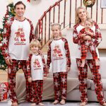 Plaid Matching Familie Kerst Pyjama met Sneeuwvlok