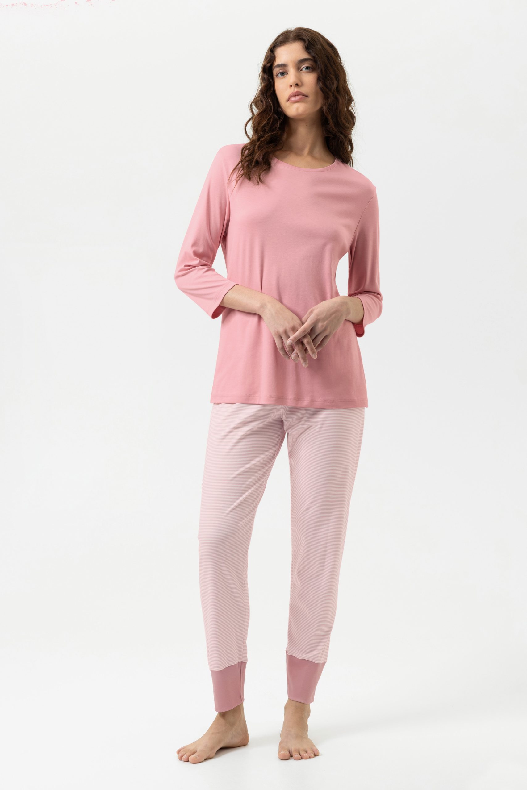 mey-pyjama-358rjl-1.jpg Pyjama Serie Simple Stripes Kleur Bridal Rose - Afbeelding 1
