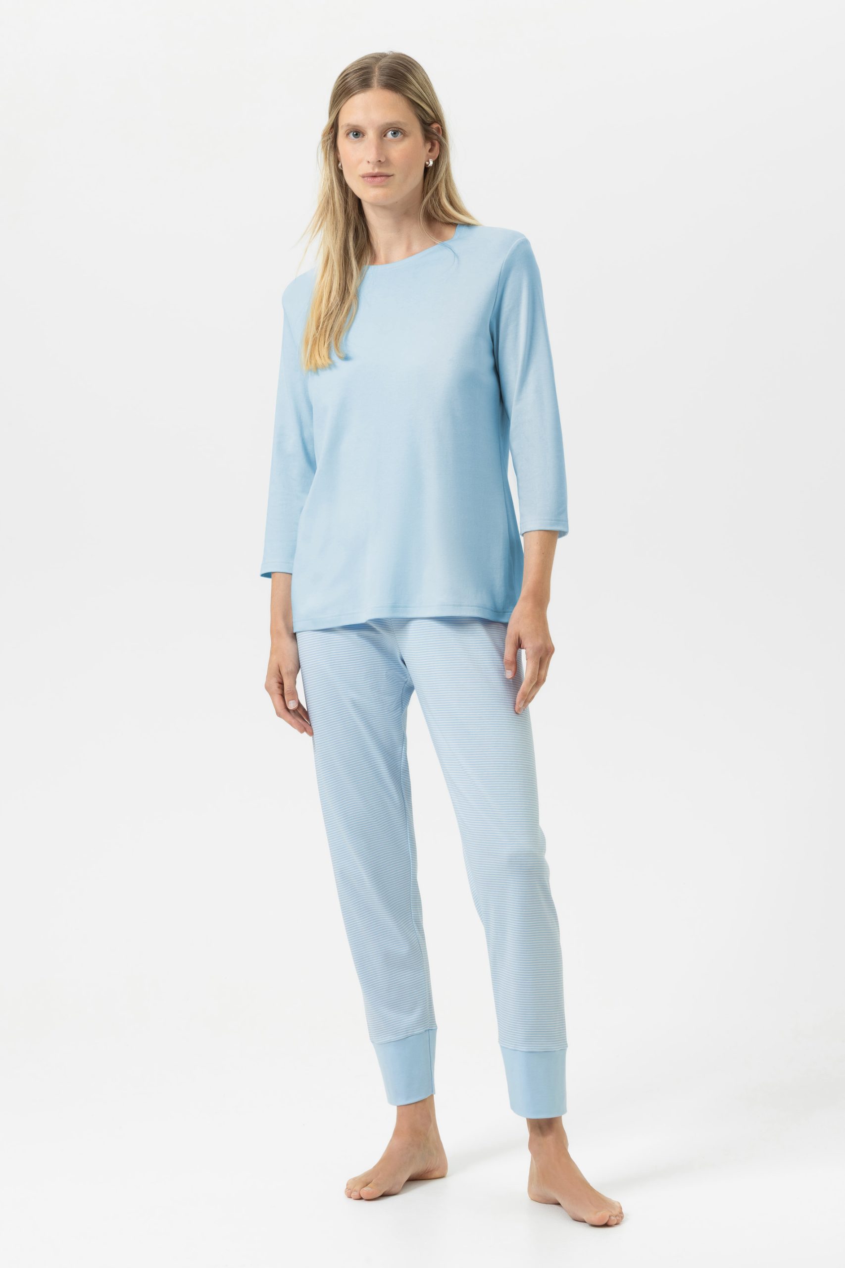 mey-pyjama-474upr-1.jpg Pyjama Serie Simple Stripes Kleur Alice Blue - Afbeelding 1