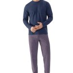 Mey Regular Fit pyjama ronde hals yacht blue