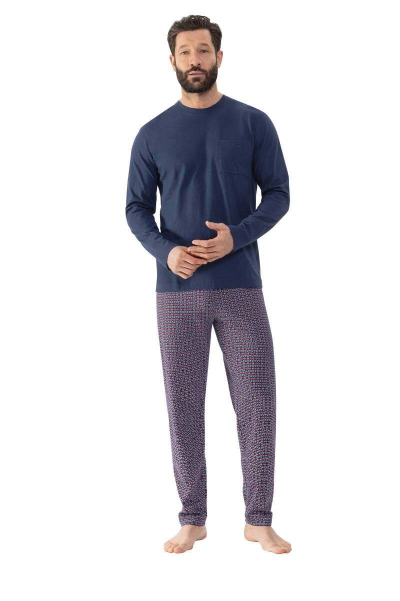mey-pyjama-962nmz-1.jpg Mey Regular Fit pyjama ronde hals yacht blue - Afbeelding 1