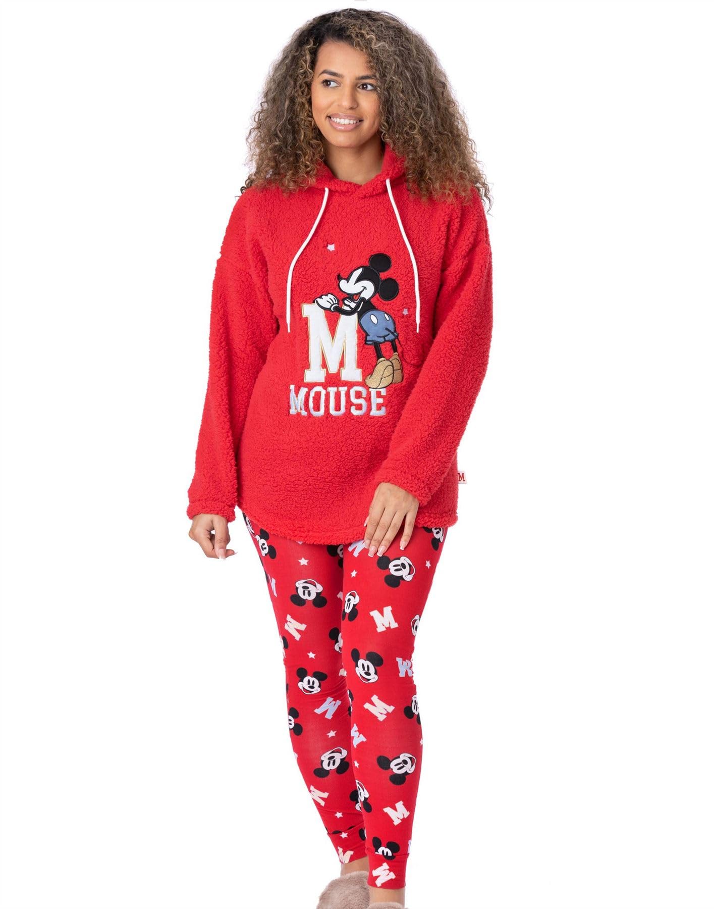 mickey-mouse-pyjama-732xwj-1.jpg Disney Mickey Mouse Womens Pyjama Set | Volwassenen Dames Rode Borg Hoodie Met Legging Broek | Geborduurd geanimeerd karakter zilvergouden | Merchandise Geschenken : Amazon.nl: Kleding, schoenen & sieraden - Afbeelding 1