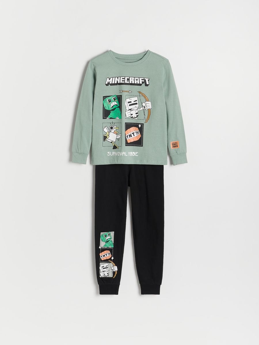 minecraft-pyjama-766pzt-1.jpg Katoenen pyjamaset Minecraft KLEUR blauwgroen RESERVED 640BZ 67X - Afbeelding 1