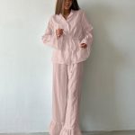 Navando | Tweedelige nachtkleding pyjama set met lange mouwen en broek