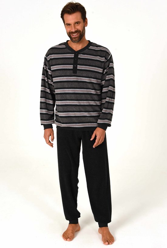 nachtkleding-heren-064yos-1.jpg Normann badstof heren pyjama 22310193768 Grijs S/48 | bol - Afbeelding 1