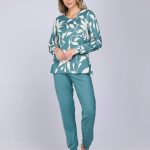 Pastunette Pyjama met boorden serie Nordic leaf 121262 124 1 Groen 38