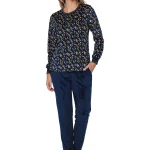 Pastunette Dames pyjama velours fleece kwaliteit dark blue