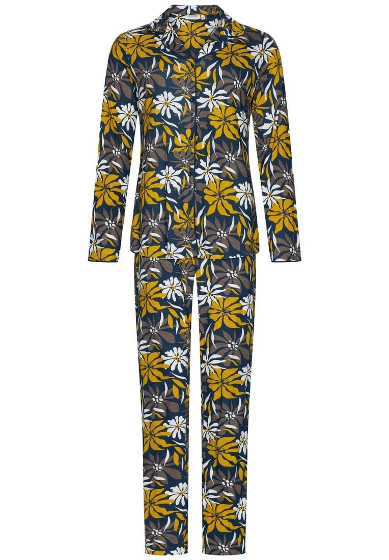 pastunette-pyjama-dames-415eem-1.jpg Katoen modal dames pyjama lange mouwen en knoopjes forest flowers - Afbeelding 1