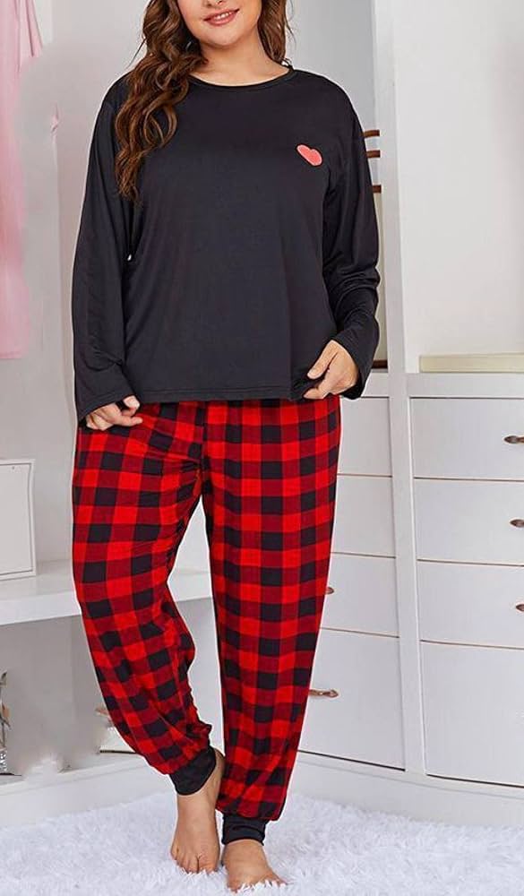 pyjama-dames-grote-maten-131nsr-1.jpg Pyjama'S Dames Grote Maten Zwarte Top Rood Geruite Broek Nachtkleding Set Vrouwen Tweedelige Pyjama Zachte Klassieke Casual Loungewear Cadeau Voor Vrouw Vriendin Moeder Moederdag,3Xl : Amazon.nl: Kleding, schoenen & sieraden - Afbeelding 1