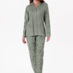 Pijadore Grote Maten Dames Pyjama Set, Lange Mouwen, Groen 2XL | bol