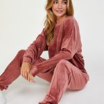 Hunkemöller Dames Nachtmode Top Velours lange mouwen Roze maat 2XL | bol
