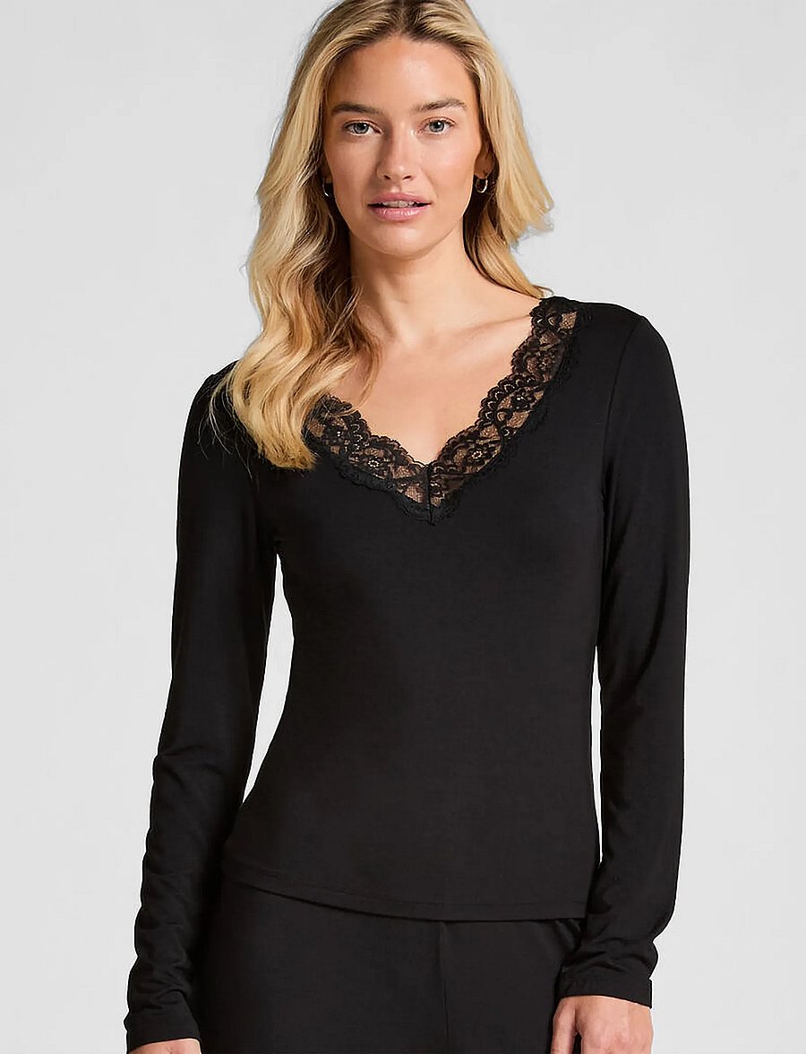 pyjama-dames-hunkemoller-258nrx.jpg Hunkemöller Pj Ls Jersey Modal Lace Nana (NKE302674) Pyjama''s Boozt.com - Afbeelding 1