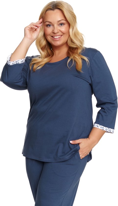 pyjama-grote-maten-458gbd-1.jpg Doctor Nap Dames Pyjama Winter Grote Maten Deep Blue PB.7156 40 / L | bol - Afbeelding 1