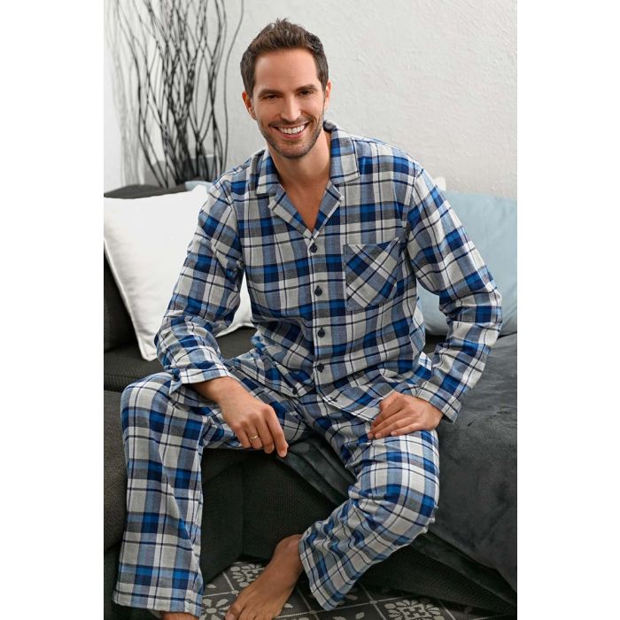 pyjama-heren-flanel-233lqp-1.jpg Flanellen heren doorknooppyjama Ringella | Gratis verzending | Online de mooiste pyjama's, nachthemden, ondermode en meer - Afbeelding 1