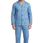 Gentlemen flanellen heren pyjama Geruwd Lichtblauw