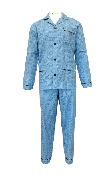 pyjama-heren-flanel-468vpq.png Gentlemen klassieke heren pyjama 9461 met doorknoop flanel blauw - Afbeelding 1