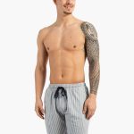 Phil & Co Heren Korte Pyjamabroeken 2 Pack Grijs Gestreept/Donkerblauw | Underwear District
