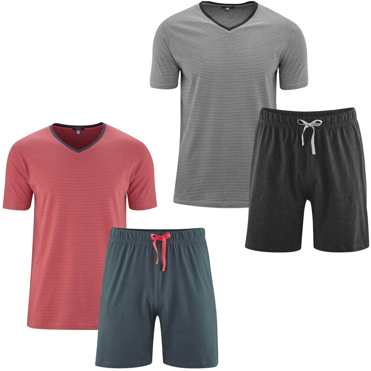 pyjama-heren-korte-broek-750zii-1.jpg Herenpyjama Korte Mouw en Broek Biologisch Katoen - Afbeelding 1