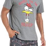 Jezonga Pyjama heren korte pyjama grappig katoen shorty nachtkleding tweedelige pyjama met haan T shirt en pyjamabroek voor mannen, donkergrijs, M : ...
