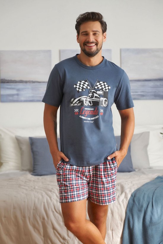 pyjama-heren-korte-broek-878mav-1.jpg Doctor Nap Katoenen Pyjama Heren Volwassenen | Korte Mouw Korte Broek | Shortama Heren... | bol - Afbeelding 1