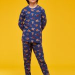 Woody pyjama jongens/heren donkerblauw met mammoet all overprint 232 10 PZL Z/910... | bol