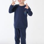 Pyjama lange interlock manchetten donkerblauw Kids Nightwear