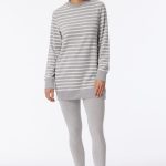 Pyjama lang badstof legging gestreept grijs gemêleerd Casual Essentials