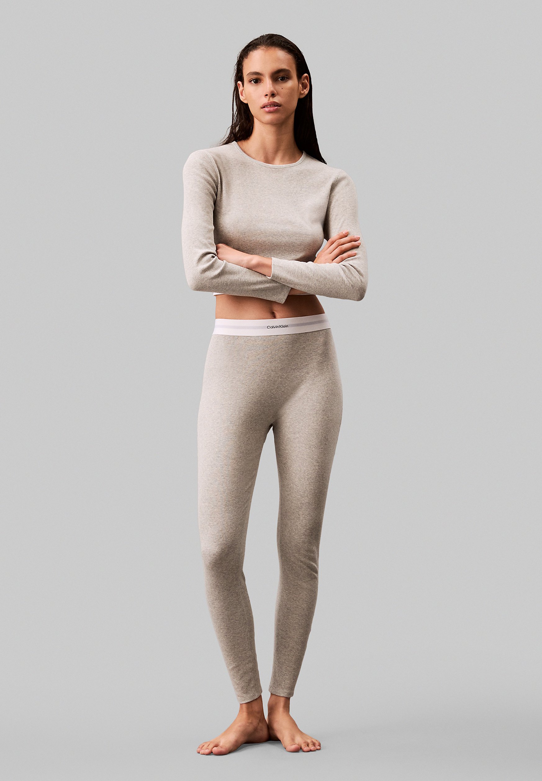 pyjama-legging-318cgl-1.jpg Calvin Klein Underwear LEGGING COTTON STRETCH RIB Pyjamabroek grey heather/grijs Zalando.nl - Afbeelding 1