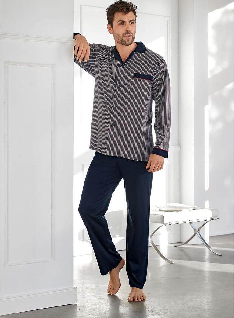 pyjama-mannen-063egd-1.jpg Gentleman pyjama van interlock - Afbeelding 1