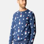 Sneeuwpoppen heren pyjama | Donkerblauw katoen Happy Pyjama's
