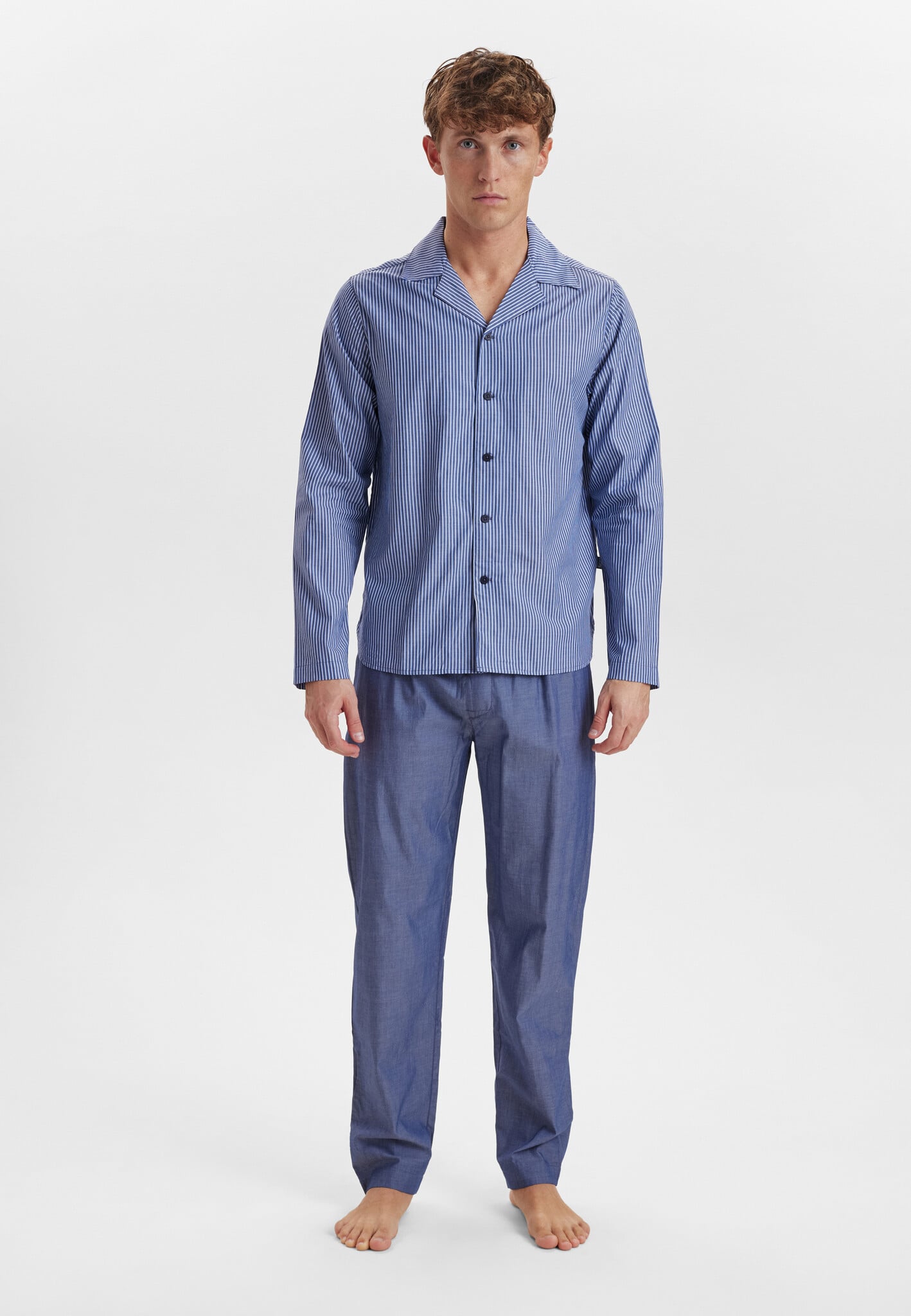 pyjama-mannen-849cuq-1.jpg JBS JBS Heren Pyjama Set Lang Gestreept Met Knoopsluiting Lichtblauw - Afbeelding 1
