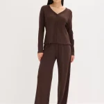 Geribde pyjama met knoopsluiting