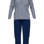 Gotzburg heren pyjama met knoopjes, middenblauw mini dessin
