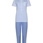 Pastunette katoenen dames pyjama met knoopjes 'stripey blue'