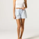 Pyjama shorts met trekkoord voor Dames, lichtblauw