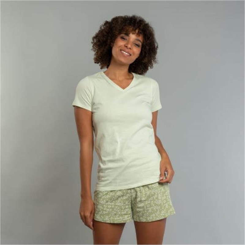 pyjama-short-dames-710evt-1.jpg Zomer Dames Pyjama Korte Mouw en Short Biologisch Katoen - Afbeelding 1