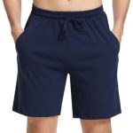 Aseniza Herenshorts, 100% katoen, korte pyjama voor heren, elastisch, zomer, geruit, korte broek voor heren, verpakking 1 en 2, 1 blauw, L : ...