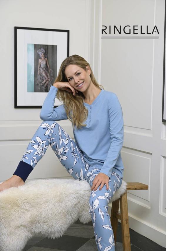 ringella-pyjama-dames-216dkj-1.jpg Ringella Pyjama met boorden 2511207 smoke blauw 50 - Afbeelding 1