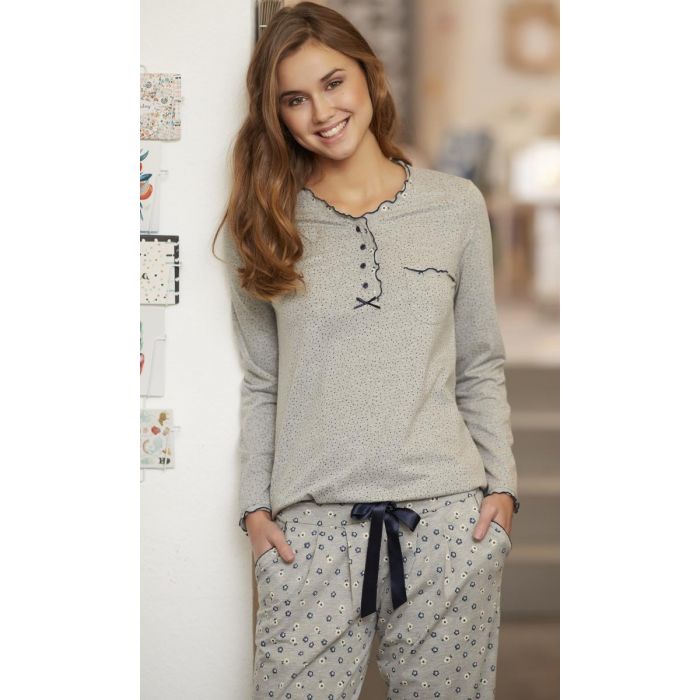 ringella-pyjama-dames-701gbx-1.jpg Grijze dames pyjama Ringella | Pyjama webshop | Online de mooiste pyjama's, nachthemden, ondermode en meer - Afbeelding 1