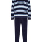 Robson Badstof heren pyjama blauw gestreept